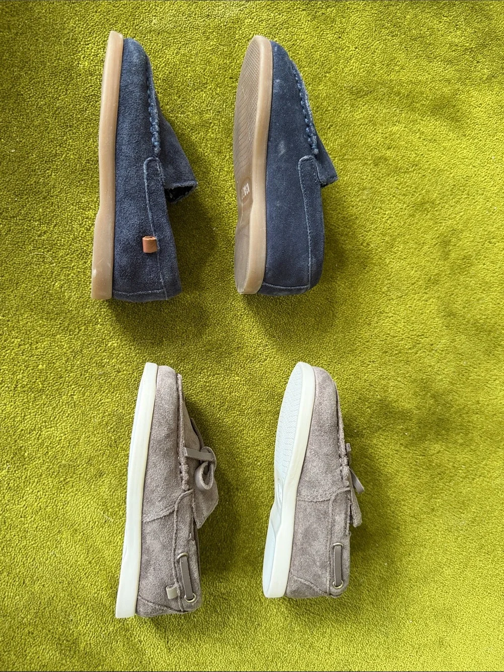 ZARA Kids Suede Slip-On Loafers in Navy and Taupe